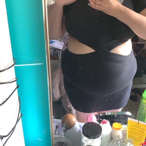 FACTORIE BLACK BODYCON DRESS WITH CUT OUT WAIST SIZE XL - Picture 11 of 11